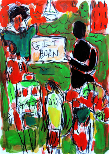 Painting titled "Get born (Dylan)" by Jean Mirre, Original Artwork, Oil