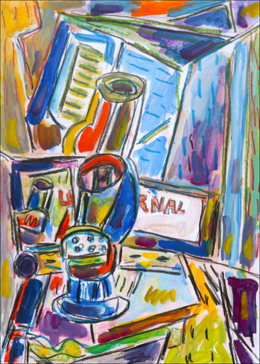 Malerei mit dem Titel "Le Journal Cubiste…" von Jean Mirre, Original-Kunstwerk, Öl