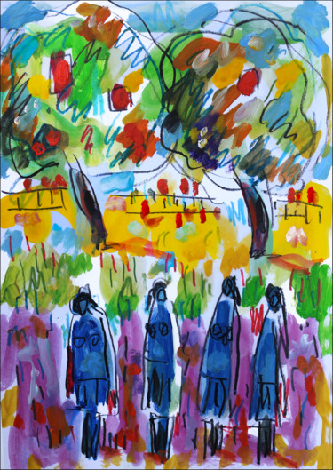 Malerei mit dem Titel "Colors of youth" von Jean Mirre, Original-Kunstwerk, Öl