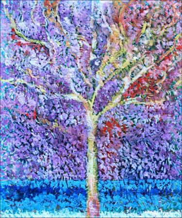 Painting titled "Forever tree1" by Jean Mirre, Original Artwork, Oil Mounted on Wood Stretcher frame