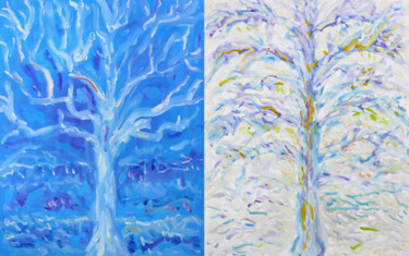 Картина под названием "Diptyque Winter" - Jean Mirre, Подлинное произведение искусства, Масло Установлен на Деревянная рама…