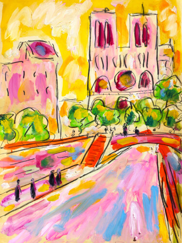 Pintura titulada "La Seine et Notre-D…" por Jean Mirre, Obra de arte original, Oleo