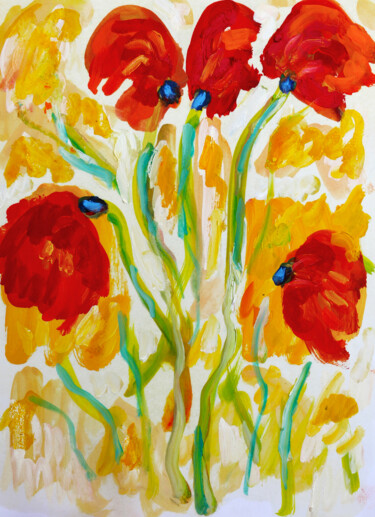 Peinture intitulée "Composition florale" par Jean Mirre, Œuvre d'art originale, Huile