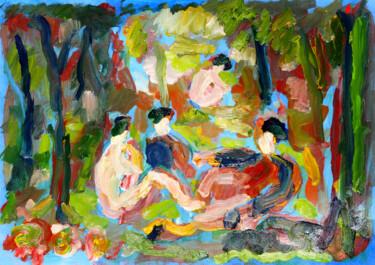 Painting titled "Un autre déjeuner d…" by Jean Mirre, Original Artwork, Oil
