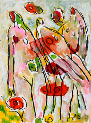 Peinture intitulée "L'âme des fleurs1" par Jean Mirre, Œuvre d'art originale, Huile
