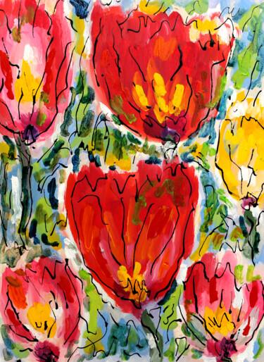 Картина под названием "Roses de Nice" - Jean Mirre, Подлинное произведение искусства, Масло