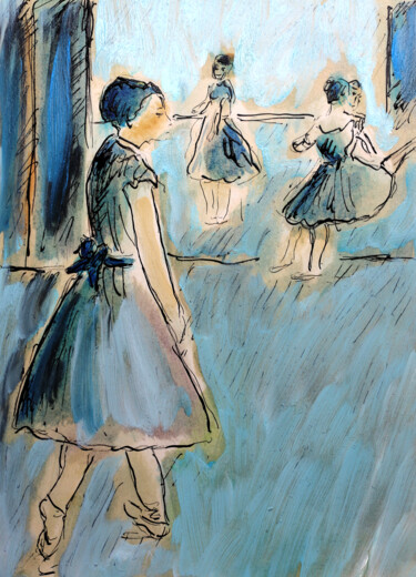 Schilderij getiteld "Tutus d'après Degas" door Jean Mirre, Origineel Kunstwerk, Olie