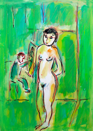 Painting titled "Jeune modèle" by Jean Mirre, Original Artwork, Oil