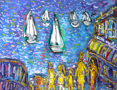 Malerei mit dem Titel "Caraïbes" von Jean Mirre, Original-Kunstwerk, Öl