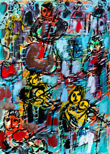Картина под названием "Orchestre" - Jean Mirre, Подлинное произведение искусства, Масло