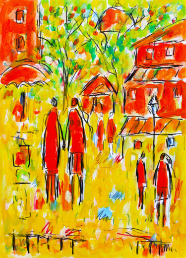 Peinture intitulée "Red art" par Jean Mirre, Œuvre d'art originale, Huile