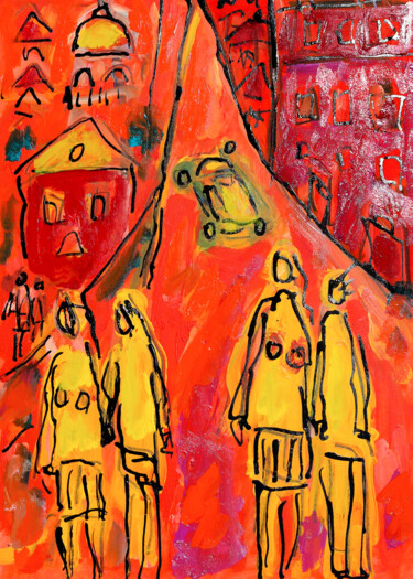 Картина под названием "Rue du Bac" - Jean Mirre, Подлинное произведение искусства, Масло