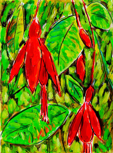 Peinture intitulée "Fuchsia1  SOLD" par Jean Mirre, Œuvre d'art originale, Huile