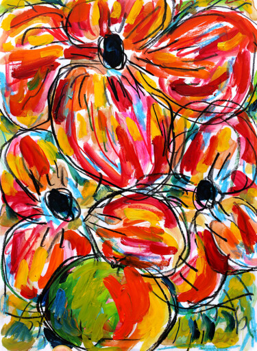 Pittura intitolato "Tumulte floral" da Jean Mirre, Opera d'arte originale, Olio