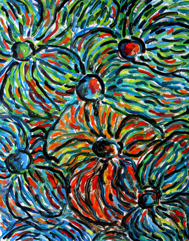 Peinture intitulée "Algues" par Jean Mirre, Œuvre d'art originale, Huile