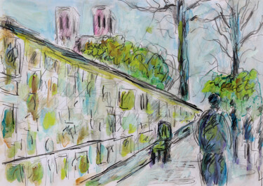 Malarstwo zatytułowany „Paris éternel” autorstwa Jean Mirre, Oryginalna praca, Olej