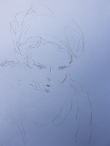 图画 标题为“Jeune fille” 由Jean Mirre, 原创艺术品, 铅笔