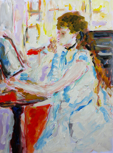 Peinture intitulée "Jeune femme se poud…" par Jean Mirre, Œuvre d'art originale, Huile
