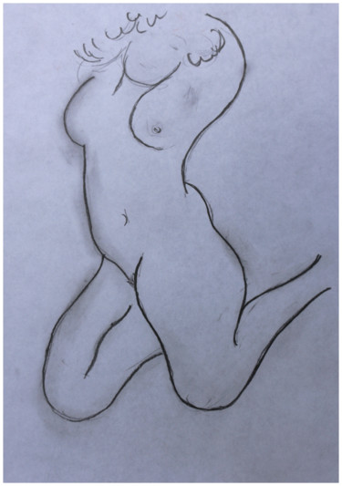 Dessin intitulée "modèle nu (d'après…" par Jean Mirre, Œuvre d'art originale, Crayon