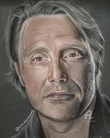 Peinture intitulée "Mads Mikkelsen" par Jeanne Gisclard, Œuvre d'art originale, Pastel