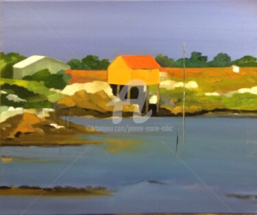 Painting titled "OLERON" by Jeanne-Marie Robic, Original Artwork, Oil Mounted on Wood Stretcher frame