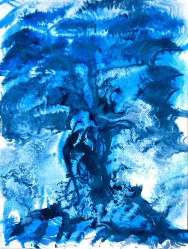 Peinture intitulée "ARBRE  QUI PARLE...…" par Jeannette Allary, Œuvre d'art originale, Encre Monté sur Autre panneau rigide