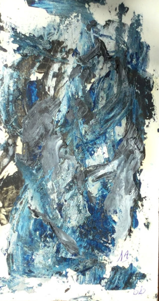 Painting titled "BLEU MASCOTTE" by Jeannette Allary, Original Artwork, Oil