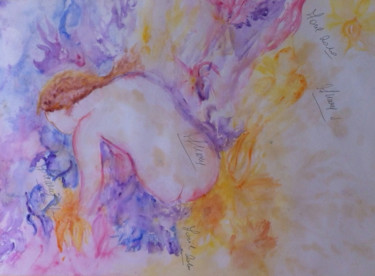 Painting titled "REVERIE" by Jeannette Allary, Original Artwork, Watercolor