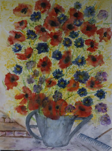 Peinture intitulée "JARDINAGE" par Jeannette Allary, Œuvre d'art originale, Aquarelle