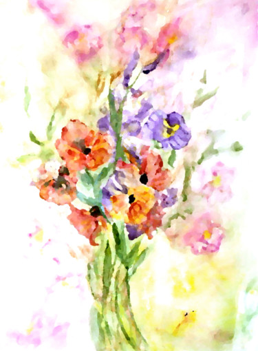 Digital Arts titled "FLORAL" by Jeannette Allary, Original Artwork, Digital Painting