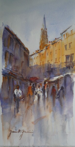 Painting titled "Toulouse - Rue du T…" by Jeannette Giannini, Original Artwork, Watercolor