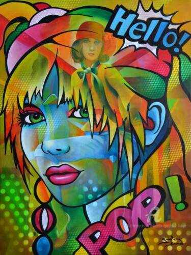 Painting titled "Hello" by Jeannette Guichard-Bunel, Original Artwork, Oil