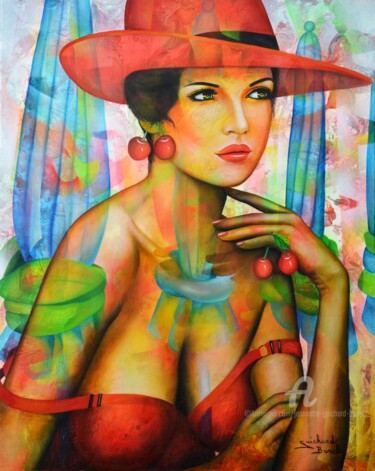 Painting titled "Dès que le printemp…" by Jeannette Guichard-Bunel, Original Artwork, Oil Mounted on Wood Stretcher frame