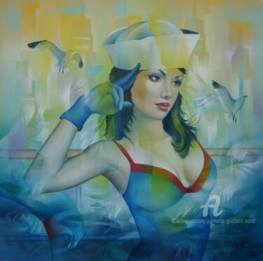 Картина под названием "in the navy" - Jeannette Guichard-Bunel, Подлинное произведение искусства