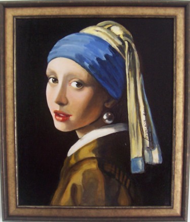Painting titled "La jeune fille à la…" by Françoise Collin, Original Artwork, Oil