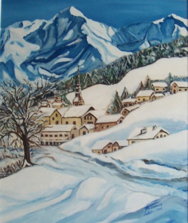 Painting titled "Le Mont Blanc" by Françoise Collin, Original Artwork, Oil