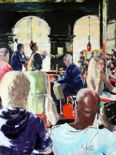 Painting titled "INTÉRIEUR CAFÉ V (P…" by Jean-Paul Schmitt, Original Artwork, Oil