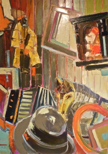 Painting titled "Brocante" by Jean-Paul Schmitt, Original Artwork, Oil