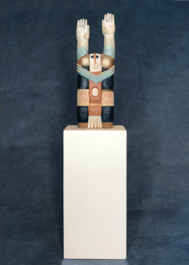 Skulptur mit dem Titel "Bras levés I" von Jeanpaul Zak, Original-Kunstwerk, Holz