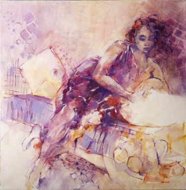 Painting titled "Méridienne n° 6" by Jean-Pierre Lenas, Original Artwork, Oil Mounted on Wood Stretcher frame