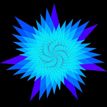 Grafika cyfrowa / sztuka generowana cyfrowo zatytułowany „Blue Star #1669” autorstwa Jeb Gaither, Oryginalna praca, 2D praca…