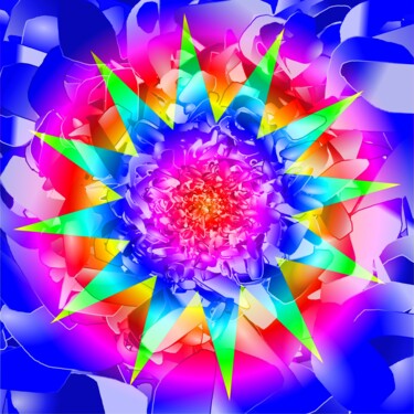 Digitale Kunst getiteld "Colorful Star #1708" door Jeb Gaither, Origineel Kunstwerk, 2D Digital Work