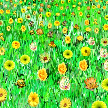 Arte digitale intitolato "Yellow Field Of Flo…" da Jeb Gaither, Opera d'arte originale, Lavoro digitale 2D