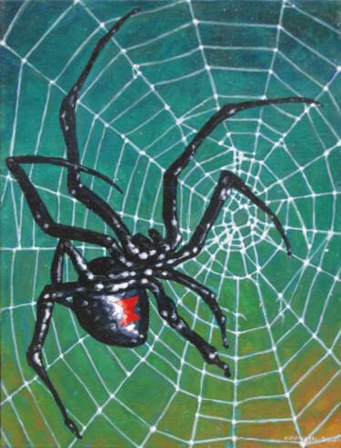 Painting titled "Black Widow" by Jeff Cornish, Original Artwork, Acrylic Mounted on Other rigid panel