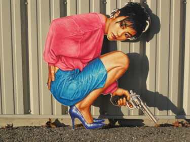 Schilderij getiteld "Chun Gah's Revenge" door Jeff Cornish, Origineel Kunstwerk, Olie Gemonteerd op Houten paneel