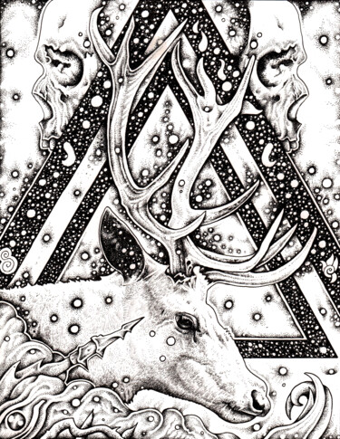 图画 标题为“LE ROI CELESTE - No…” 由Jeff Grimal, 原创艺术品, 墨