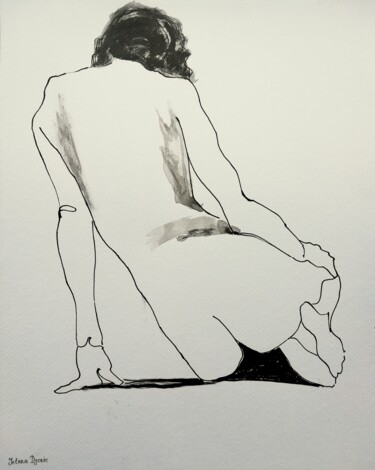 Dibujo titulada "Back View IV" por Jelena Djokic, Obra de arte original, Tinta