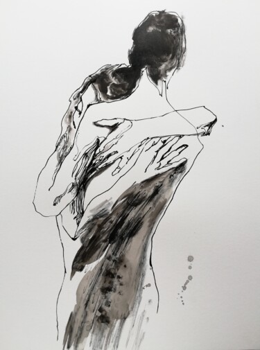 Desenho intitulada "The Embrace XXI" por Jelena Djokic, Obras de arte originais, Tinta