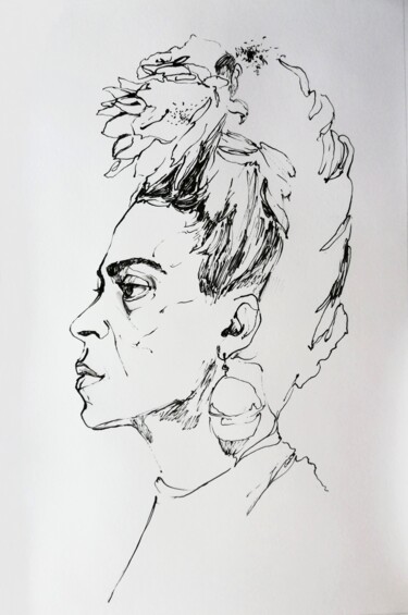 Desenho intitulada "Frida" por Jelena Djokic, Obras de arte originais, Tinta
