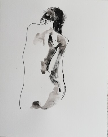 Dessin intitulée "Nude" par Jelena Djokic, Œuvre d'art originale, Encre